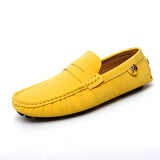 Suede Leather Penny Peas Loafers Men's Women Boys Driving Shoes Moccasins Slip on Flats Designer Loafers Pink MartLion 2232-1 Yellow 6.5 