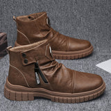 Off-Bound Autumn Men's Ankle Boots Tooling Desert British Punk Zip Chelsea Motorcycle High-cut Shoes Mart Lion   