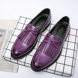 Tassel Wedding Dress Shoes Men's Party Oxfords Slip On Leather Loafers Bow Formal Office Casual Mart Lion   