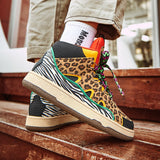 Unisex Retro High Top Sneakers Men's Zebra Leopard Shoes Casual Platform Harajuku Designer Trainers Mart Lion   