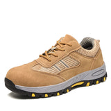 Mens Safety Boots Lightweight Anti-Smash Anti Piercing Steel Toe Work Shoes Summer Construction Site Indestructible Sneakers MartLion beige 36 United States