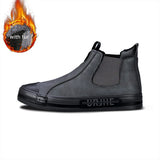 Winter Classic Black Shoes Men's Leather Casual Flats Slip-on High Top Zapatos De Hombre MartLion shenhui 22911 38 CHINA