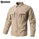 High Stretch Tooling Shirt Mens Outdoor Casual Waterproof Long Sleeved Tops Tactics Quick Drying Pockets MartLion   