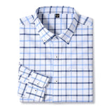 Men's Casual Cotton Oxford Shirt Single Patch Pocket Long Sleeve Standard-fit Button-down Plaid Shirts MartLion 2636-18 45-55kg 38 