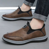 Men Shoes Men Leather  Sewing Shoes Men's Casual Leather Shoes  Platform Loafers for Men MartLion   