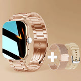 Straps Smart Watch Women Men's Smartwatch Square Dial Call BT Music Smartclock For Android IOS Fitness Tracker Trosmart Brand MartLion gold add 2 straps  