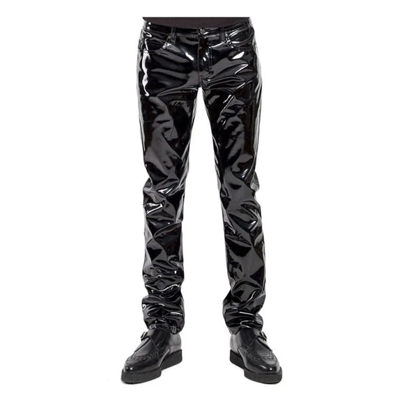 Mens Leather Pants Skinny Fit Rock Punk Trendy Stage Costumes Comfort Rebellious Leather Trousers Bar Party Pants MartLion   