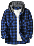 Men's Shirts Classic Plaid Casual Button Down Hooded Long Sleeved Double Pockets Shirt Hoodie Flannel Jacket Tops MartLion LB403-LianMao-lanse S 