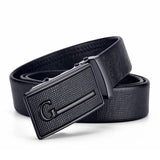 Men's Leather Belt Metal Automatic Buckle Work Black PU Strap MartLion Black G 120cm 
