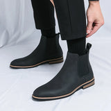 British Style Chelsea Boots Men's Ankel Dress Antumn Masculina Split Leather Shoes MartLion   