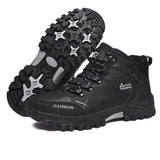 Men's Winter Snow Boots Waterproof Leather Sports Super Warm Outdoor Hiking Work Travel Shoes MartLion 01 Black 39 