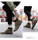 Autumn Winter Retro High-top Men's Casual Shoes Suede Leather Flat MartLion   