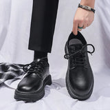 Men Formal Shoes Casual Business Leather Shoe British Style Student Thick Soled Lace Up Round toe Non Slip Outdoor Shoes MartLion