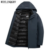 Autumn Winter Men's Casual Thicken Windproof Hooded Jackets Winter Warm Multi-Pocket Detachable Hat Jackets Coat MartLion   