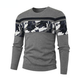 Spring Men's Round Neck Pullover Sweater Long Sleeve Jacquard Knitted Tshirts Trend Slim Patchwork Jumper for Autumn Mart Lion 33 gray M 