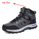 Super Warm Winter Hiking Shoes With Fur Waterproof Outdoor Hiking Boots Man Sneakers Antiskid Trekking Shoes MartLion Gray 38 