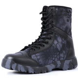 High-top Camouflage Tactical Canvas Shoes Summer Breathable Ultralight Combat Military Boots Men's Outdoor Security Training MartLion Black Python 37 