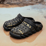 Men's Sandals Shoes Casual Summer Light EVA Hole Clogs Garden Outdoor Beach Flat Slippers Mart Lion Black 40 