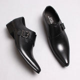 Italian Men's Pointed Toe Loafers Genuine Calf Leather Dress Shoes Men  Casual Buckle Wedding Formal Oxford Shoes MartLion   