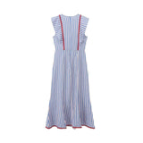 Summer Striped Dress For Women O-Neck Sleeveless Woman Zipper Long Dresses MartLion   