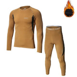 Thermal Underwear Men's Winter Inner Wear Clothes Thermo Pajamas Tight Elastic Fitness Base Layer MartLion Khaki M(50-60kg) 