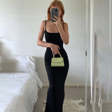 Satin Slip Sleeveless Backless Maxi Dress Women Summer Bodycon Elegant Outfits Ladies Birthday Party Club Sundress MartLion   