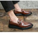 Luxury Men's Loafers Designer Embossed Casual Shoes Men's Moccasins Dress Leather Flats MartLion   