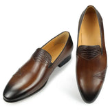 Men's Dress Driving Shoes Genuine Cow Leather Casual One-step Loafers Handmade Simplicity Luxury Leather MartLion   