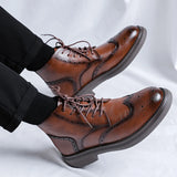 Men's Genuine Leather British Style Boots for Outdoor Top Layer Cowhide Casual Thick Soled Life MartLion   