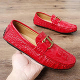 Luxury Brand Men's Loafers Breathable Driving Shoes Slip On Lazy Wedding Party Flats Designer Casual Moccasins Mart Lion Red 4.5 