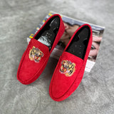 Red Embroidered Shoes Men's Breathable Loafers Flats Slip-on Casual Zapatos Hombre MartLion   