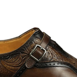 Trendy Men's Leather Brogue Shoes Daily Outdoor Casual Shoes Brown Black Print Design Service MartLion   