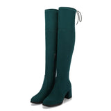 Spring Autumn Women Over the Knee Boots High Heel Woman Thigh High Boots Small MartLion green 3 CHINA
