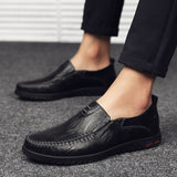 Genuine Leather Men's Shoes Casual Slip on Formal Loafers Moccasins Black Driving Mart Lion Black 39 
