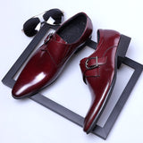 Men's Luxury Shoes Patent Leather Monk Strap Oxford Wedding Formal Dress Designer Mart Lion   