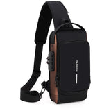 Men's Multifunction Anti Theft USB Shoulder Bag Crossbody Cross Body Travel Sling Chest Bags Pack Messenger Pack MartLion Black and brown  