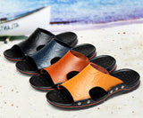 Summer Men's Sandals Genuine Leather Slippers Roman Flats Slippers Roman Style Beach Outdoor Flip Flops Mart Lion   