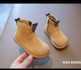 Autumn Winter Children Cotton Boots Boys British Style Leather Girls Retro Short Baby Soft Anti-kick Warm Shoes MartLion   