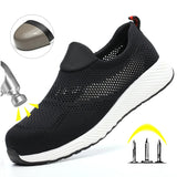 Summer Mesh Lightweight Work Sneakers Steel Toe Men Women Work Safety Shoes Breathable Construction Shoes Work Boots Footwear MartLion