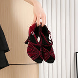  With Drill Latin Dance Shoes Indoor Soft Bottom Elegant Women's Shoes Summer Pole Heels Sandals MartLion - Mart Lion