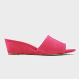 Women Elegant Summer Slippers 3cm Velvet Mules Wedge Sandals Slippers Open Toe High Heels Casual Dress Shoes MartLion Rosy Red 35 