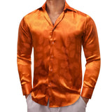  Luxury Shirts Men's Silk Satin Green Long Sleeve Slim Fit Blouses Button Down Collar Tops Breathable Clothing MartLion - Mart Lion