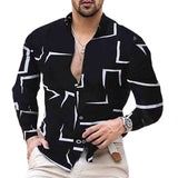 Men's Slim Fit Casual Long Sleeves Design Printing Button Down Dress Shirt Casual Button Down Shirt Muscle Dress MartLion   