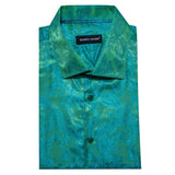 Luxury Shirt Men's Silk Paisley Embroidered Blue Green Gold White Black Teal Slim Fit Male Blouses Long Sleeve Tops Barry Wang MartLion   