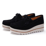 Spring Women Flats Shoes Platform Sneakers Slip On Flats Leather Suede Ladies Loafers Casual loafers MartLion BLACK 1 40 