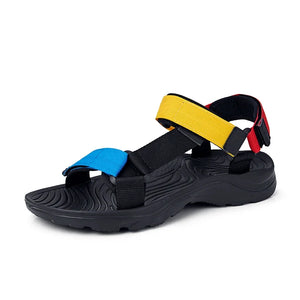 Men's Breathable Mesh Sandals Summer Lightweight Outdoor Beach Comfort Non-slip Casual Shoes MartLion Blue Yellow Red 03 8.5 