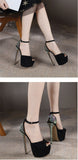Liyke Rhinestone Fetish High Heels Women Platform Sandals Peep Toe Pole Dancing Shoes Summer Stiletto Mart Lion   