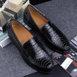 Snake Printing Leather Men Shoes Loafers Design Slip on Daily Casual Shoe Genuine Cowhide Sewing Comfortable Dress Shoe MartLion   