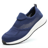 Summer Mesh Lightweight Work Sneakers Steel Toe Men Women Work Safety Shoes Breathable Construction Shoes Work Boots Footwear MartLion YT682-Blue 43