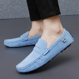 Suede Leather Penny Peas Loafers Men's Women Boys Driving Shoes Moccasins Slip on Flats Designer Loafers Pink MartLion   